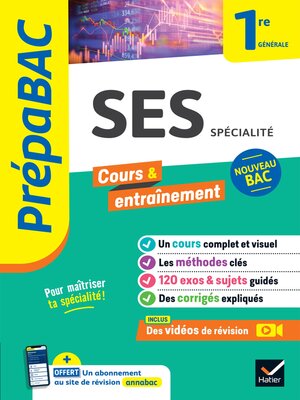 cover image of Prépabac--SES 1re générale (spécialité)